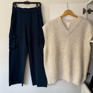 Sold as a set—Women's Cargo Pants by Masai with comfortable cream vest by H&M